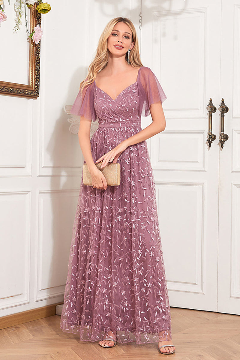 Load image into Gallery viewer, A-Line Dusty Rose Mother Of The Bride Dress with Appliques