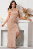 Load image into Gallery viewer, Glitter One Shoulder Champagne Holiday Party Dress with Fringes