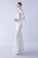 Load image into Gallery viewer, Dark Green Sequin V-neck Long Sleeves Mermaid Formal Dress