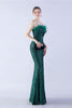Load image into Gallery viewer, Dark Green Strapless Sequin Sheath Formal Dress with Feather