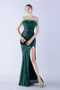 Load image into Gallery viewer, Dark Green Strapless Sequin Sheath Formal Dress with Feather