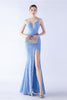 Load image into Gallery viewer, Glitter Mermaid Spaghetti Straps Beaded Symphony Black Formal Dress With Side Slit