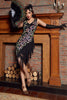 Load image into Gallery viewer, Burgundy Asymmetrical V Neck 1920s Flapper Dress