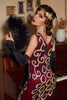 Load image into Gallery viewer, Burgundy Asymmetrical V Neck 1920s Flapper Dress