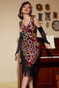Load image into Gallery viewer, Burgundy Asymmetrical V Neck 1920s Flapper Dress