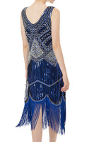 Load image into Gallery viewer, V Neck Blue 1920s Dress
