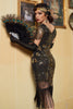 Load image into Gallery viewer, Black Golden 1920 Retro Sequin Dress