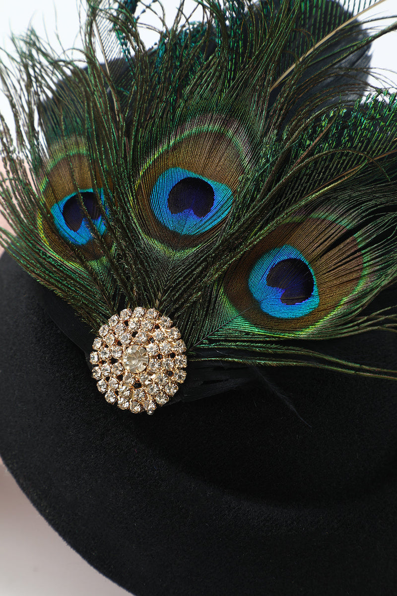 Load image into Gallery viewer, 1920s Black Peacock Headpieces