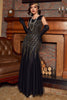 Load image into Gallery viewer, Black Red Sequins Long 1920s Dress