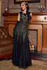 Load image into Gallery viewer, Black Red Sequins Long 1920s Dress