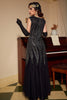 Load image into Gallery viewer, Black Red Sequins Long 1920s Dress