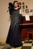 Load image into Gallery viewer, Black Silver Sequins Long 1920s Dress