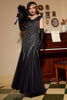 Load image into Gallery viewer, Black Red Sequins Long 1920s Dress