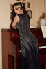 Load image into Gallery viewer, Black Red Sequins Long 1920s Dress