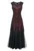 Load image into Gallery viewer, Black Red Sequins Long 1920s Dress