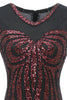 Load image into Gallery viewer, Black Red Sequins Long 1920s Dress