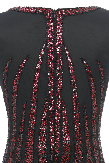 Black Red Sequins Long 1920s Dress