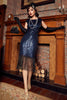 Load image into Gallery viewer, Blue Round Neck 1920s Flapper Dress
