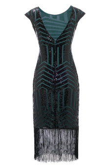 Green Round Neck 1920s Flapper Dress