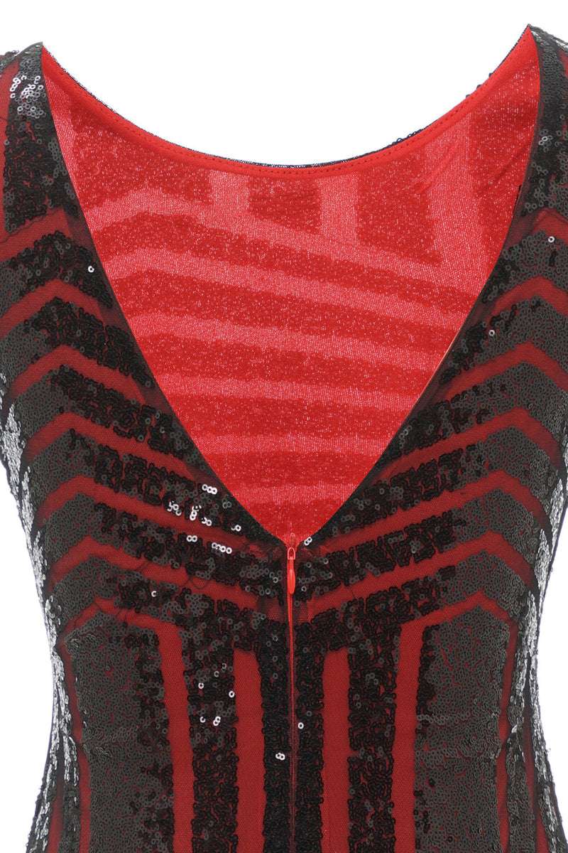 Load image into Gallery viewer, Red Round Neck 1920s Flapper Dress