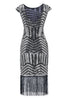 Load image into Gallery viewer, Silver Round Neck 1920s Flapper Dress
