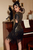 Load image into Gallery viewer, Black Golden 1920s Party Dress with Tassel