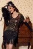 Load image into Gallery viewer, Black Golden 1920s Party Dress with Tassel