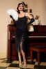 Load image into Gallery viewer, Bodycon Black Silver Sequins 1920s Dress