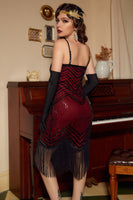 Load image into Gallery viewer, Spaghetti Straps Black 1920s Dress