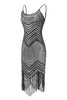 Load image into Gallery viewer, Bodycon Black Silver Sequins 1920s Dress