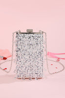Load image into Gallery viewer, Silver Sequin Fringes Shoulder Chain Bag