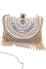 Load image into Gallery viewer, Golden Beaded Pearls Party Clutch