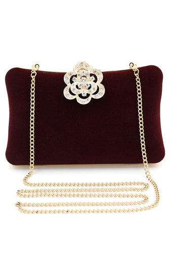 Burgundy Velvet Shoulder Chain Bag