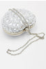 Load image into Gallery viewer, Silver Beaded Heart Shaped Party Clutch