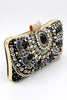 Load image into Gallery viewer, Black Beaded Shoulder Chain Evening Clutch