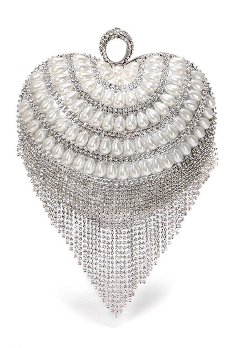 Load image into Gallery viewer, Champagne Beaded Pearls Party Clutch