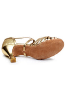 Load image into Gallery viewer, Gold Kitten 1920s Sandal