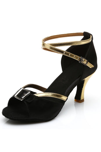 Black and Gold T-Straps 1920s Sandal
