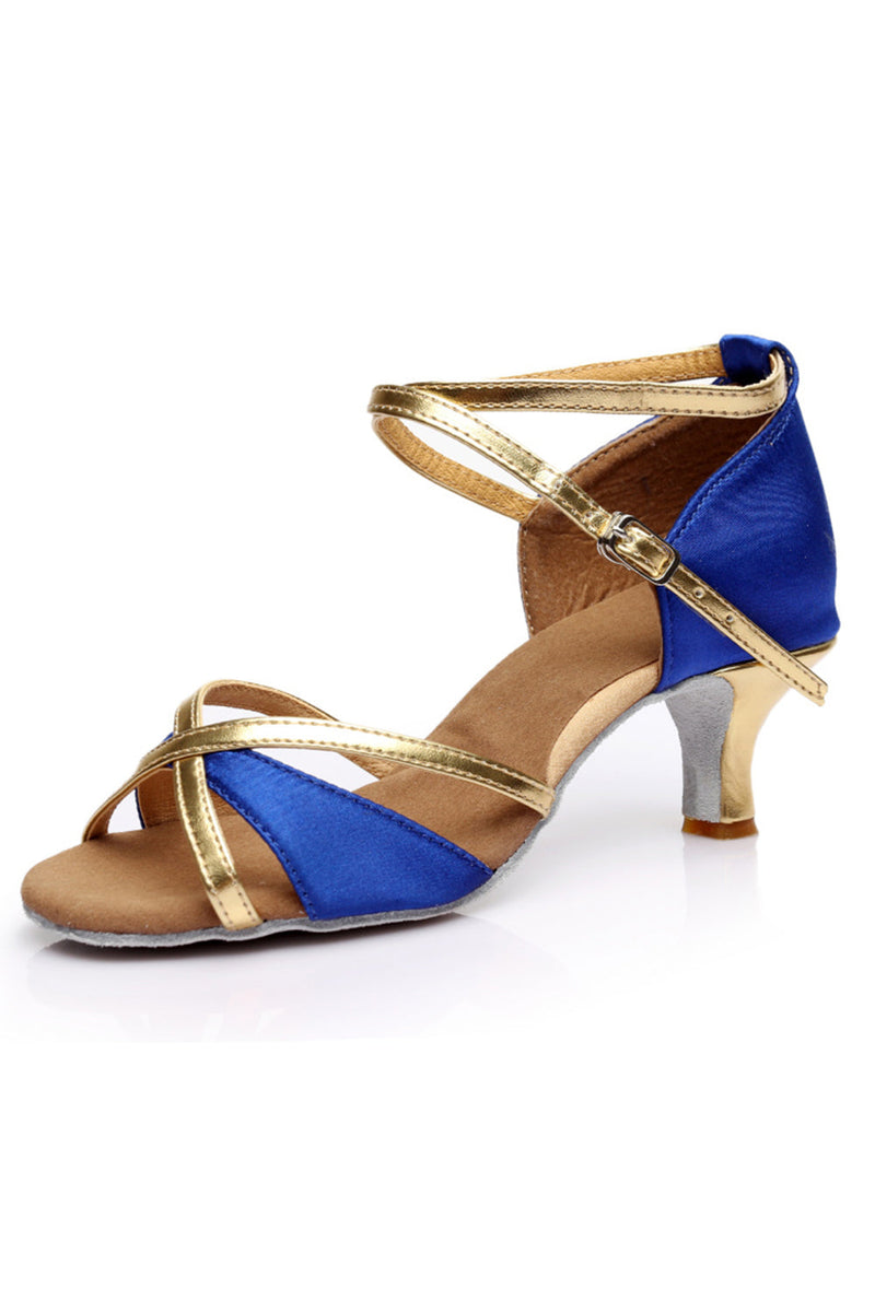 Load image into Gallery viewer, Blue Golden Pointed Sandal Heel