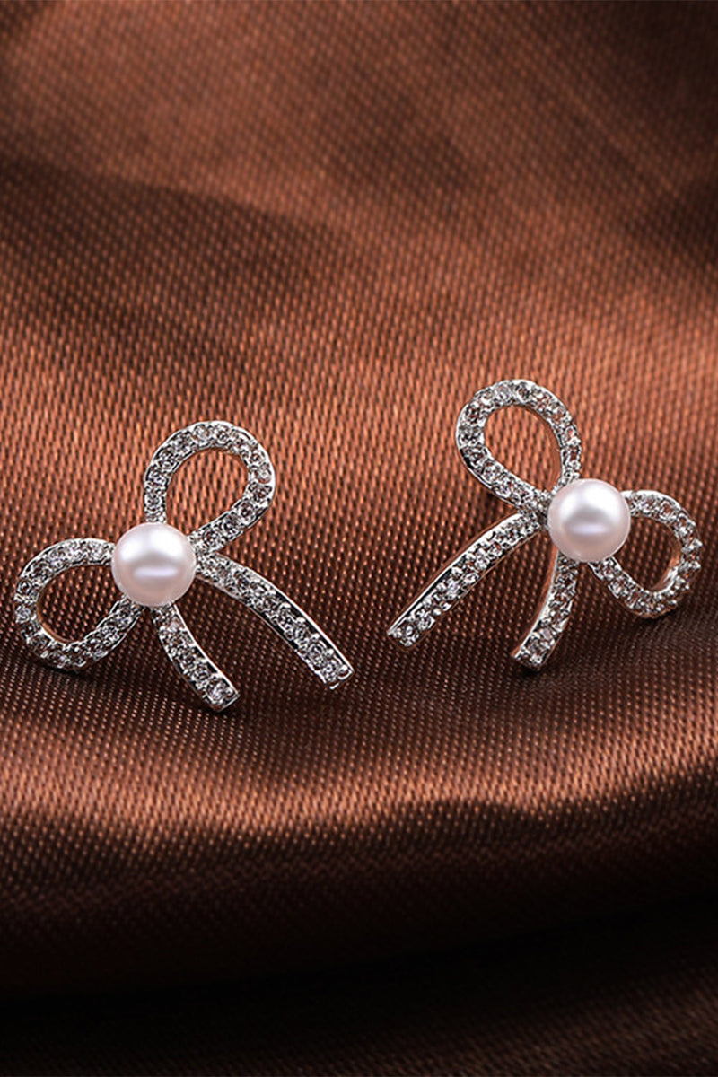 Load image into Gallery viewer, Beading Bows Pearl Earring