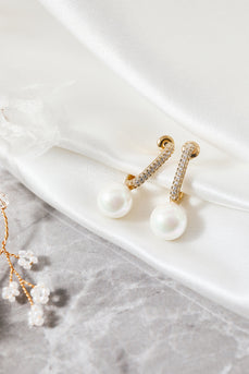 Pearl  Beading Golden Earrings