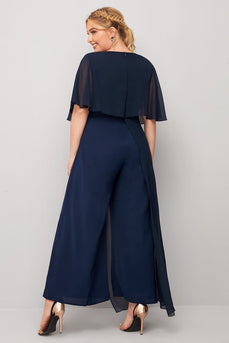 Navy Chiffon Mother of Bride Dress