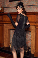 Load image into Gallery viewer, Luxurious Sequined Beaded Fringe 1920s Dress