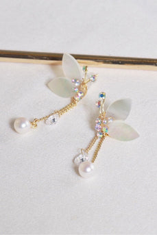 Freshwater Pearl Crystal Shell Butterfly Earrings