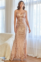 Load image into Gallery viewer, Rose Pink Mermaid Sequins Prom Dress