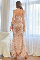 Load image into Gallery viewer, Rose Pink Mermaid Sequins Prom Dress