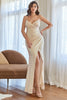 Load image into Gallery viewer, Apricot Mermaid Sequins Prom Dress with Slit