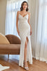 Load image into Gallery viewer, White Mermaid Sequins Prom Dress with Slit