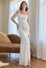 Load image into Gallery viewer, White One Shoulder Sequins Prom Dress with Slit