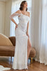 Load image into Gallery viewer, White One Shoulder Sequins Prom Dress with Slit